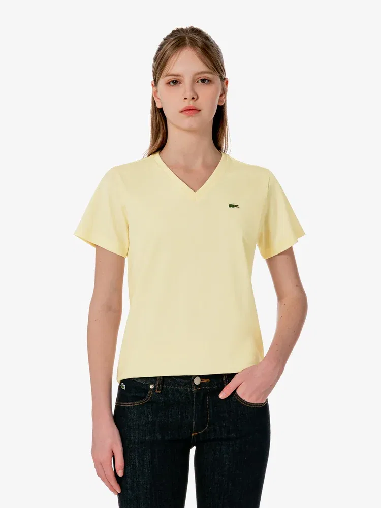 Футболка LACOSTE с V-образным вырезом, Ivory