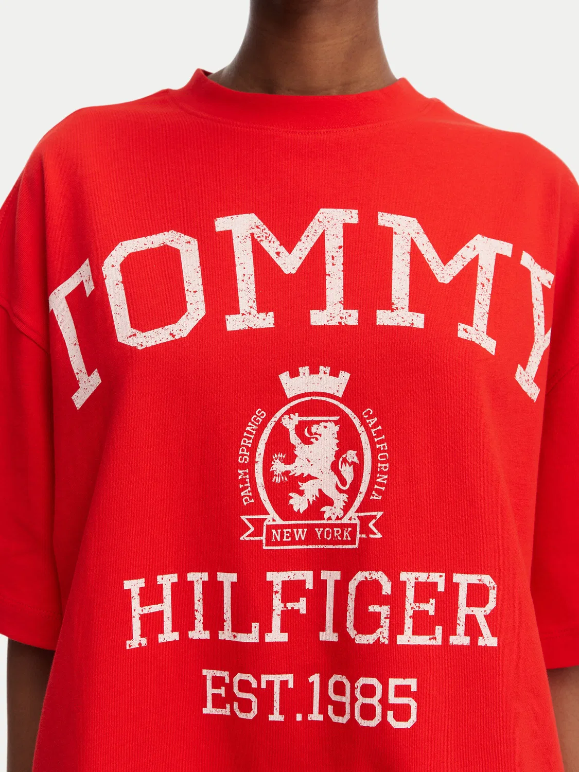 Женская футболка оверсайз Varsity Crest Tommy Hilfiger, красный — фото 4