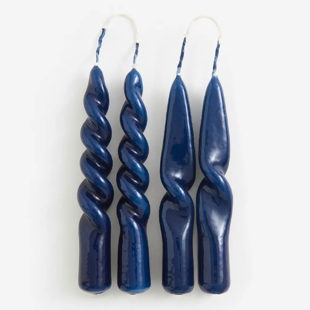 

Комплект свечей H&M Home Mini Spiral, 4 предмета, темно-синий