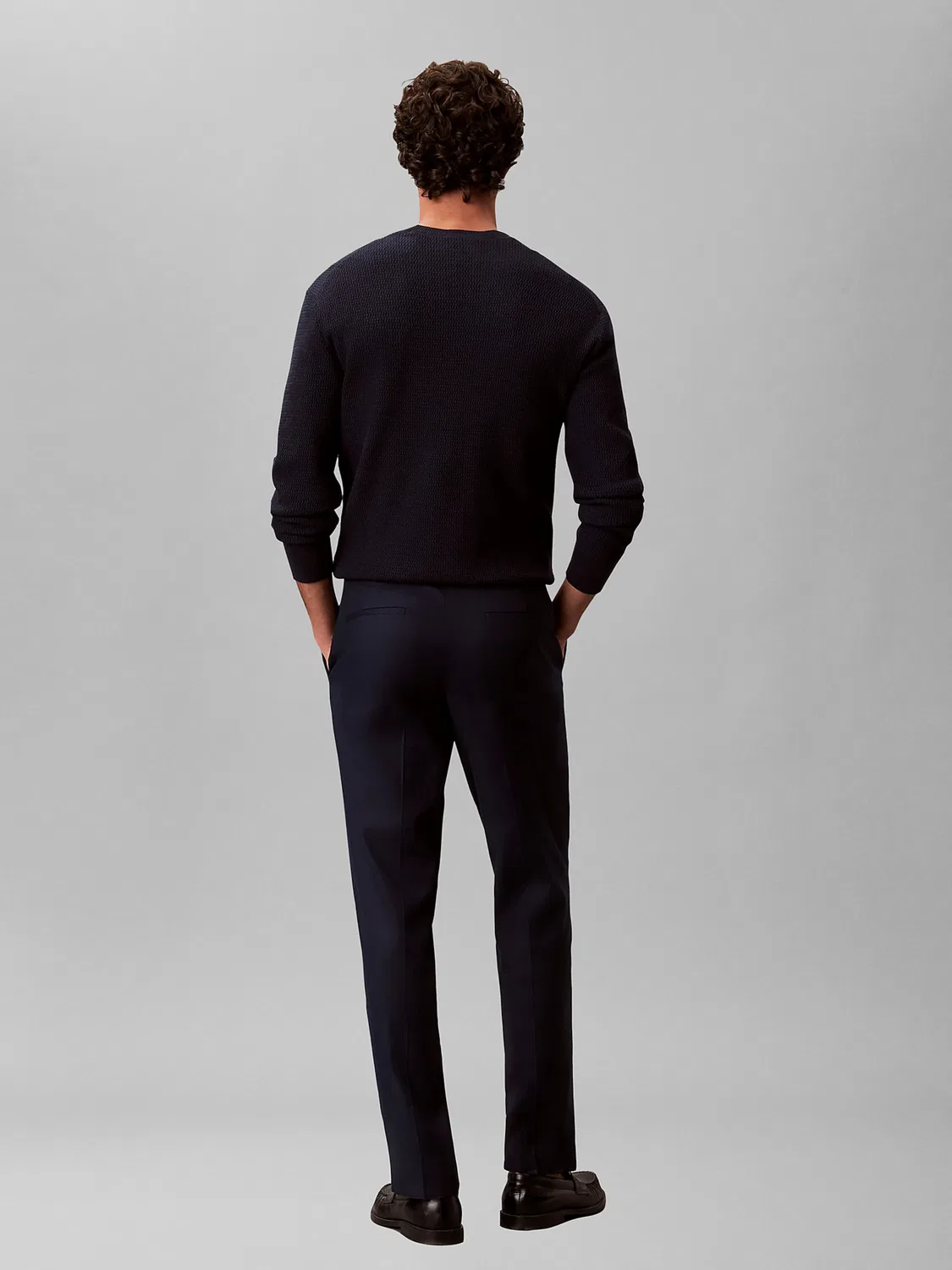 Зауженные плиссированные брюки Calvin Klein, темно-синие — фото 3