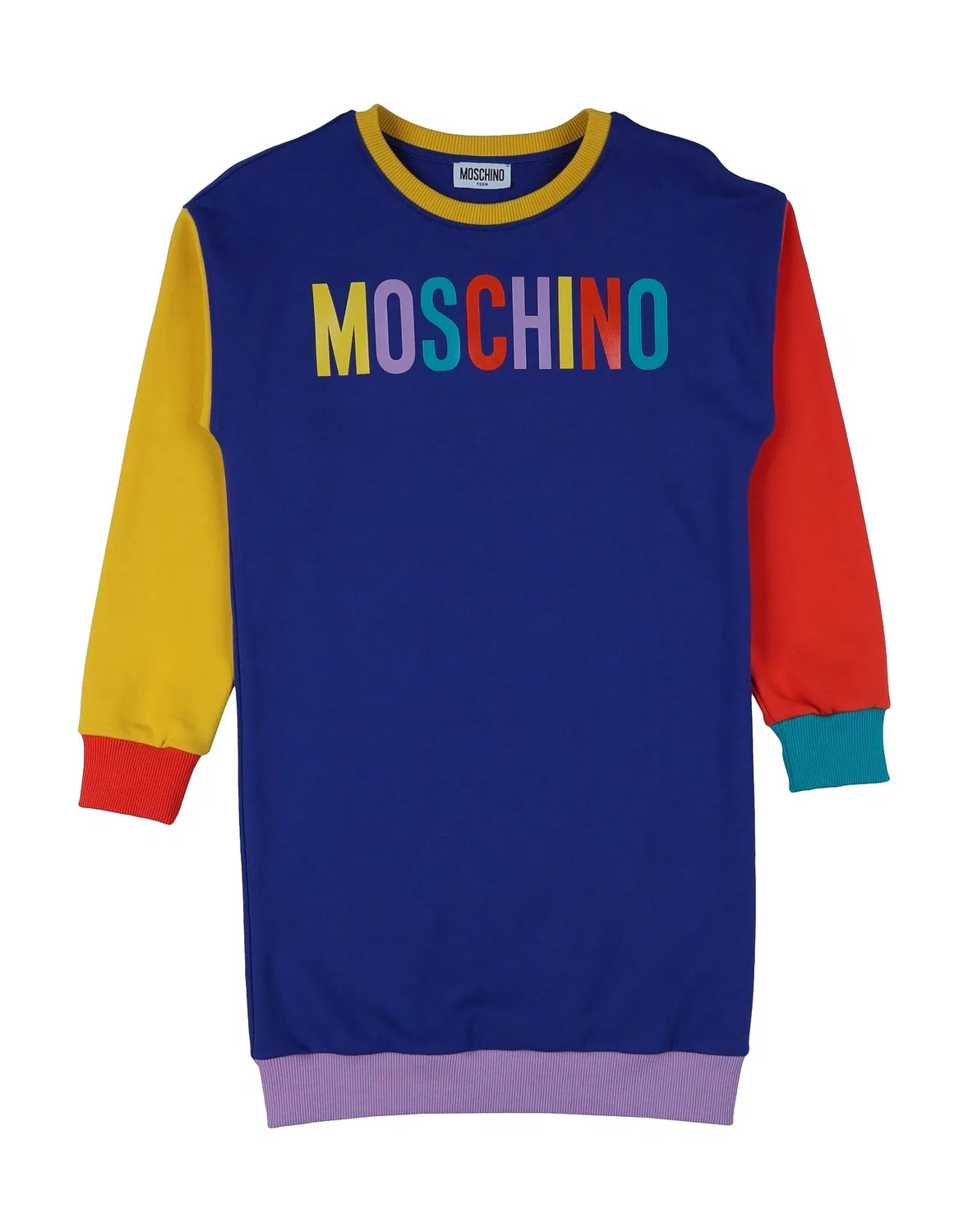 Детское платье из футера с принтом Moschino Teen, фиолетовый
