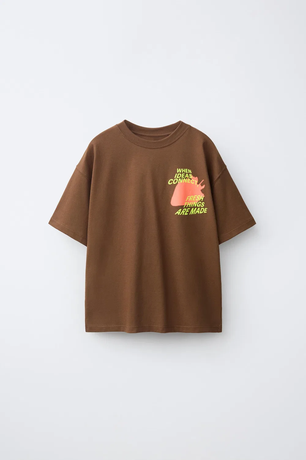Футболка с принтом клубники ZARA, Brown