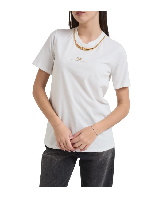 

Футболка с цепочкой из ювелирных украшений Elisabetta Franchi, белый