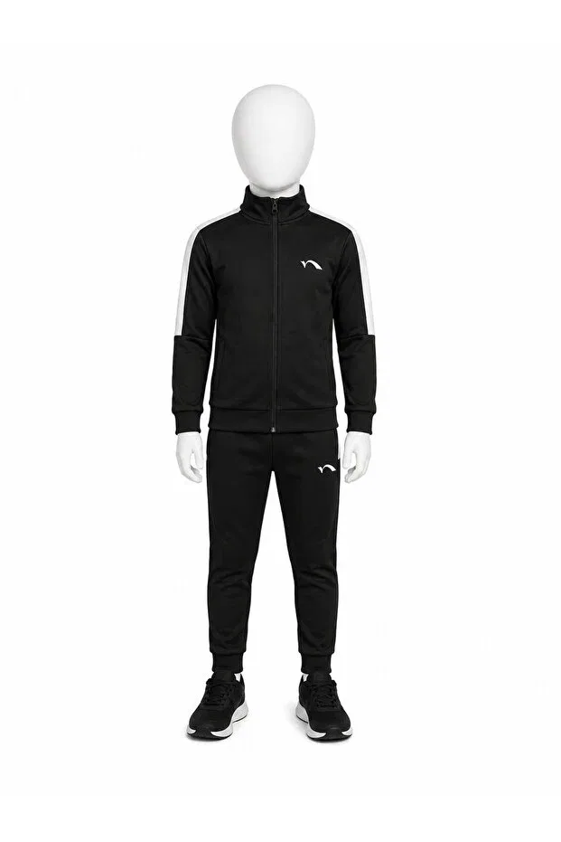 Детский спортивный костюм для девочек с принтом полоска Senson, Black