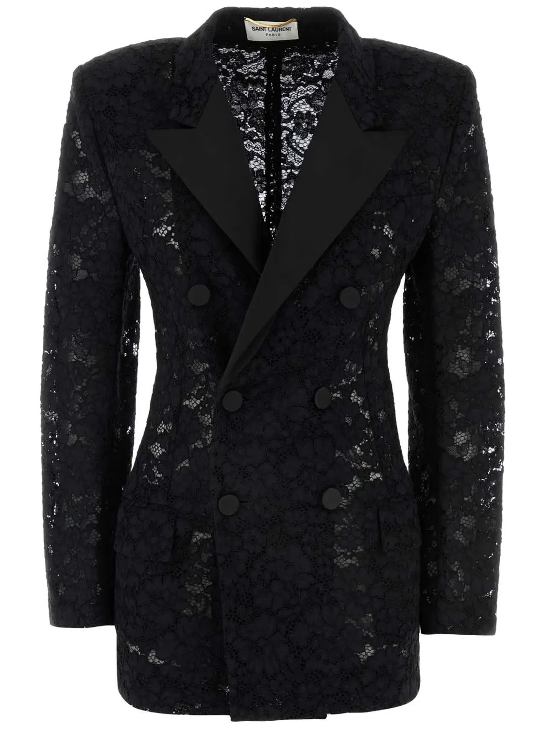 Двубортный смокинг Saint Laurent, черный