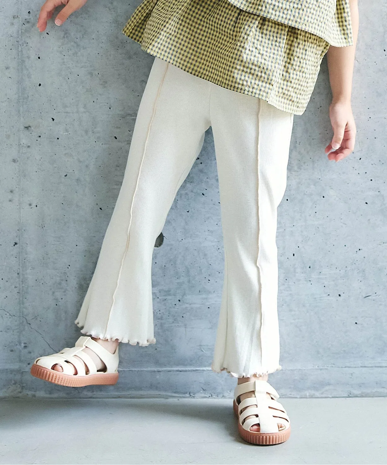 Детские леггинсы с флэром из рибаны Mellow Rib Flare Leggings apres les cours, Ivory