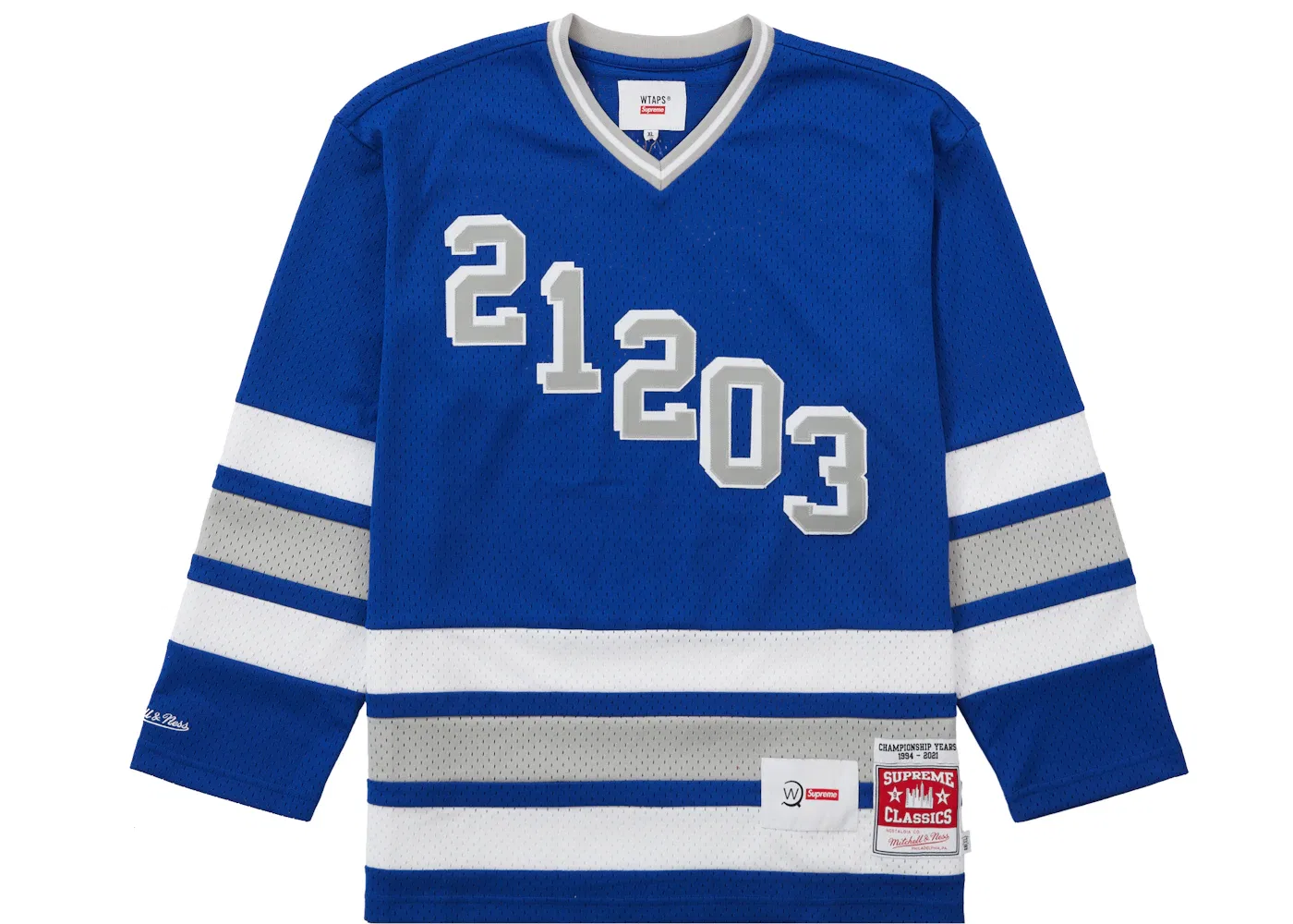 Мужская хоккейная джерси с принтом WTAPS Mitchell & Ness Supreme, Blue