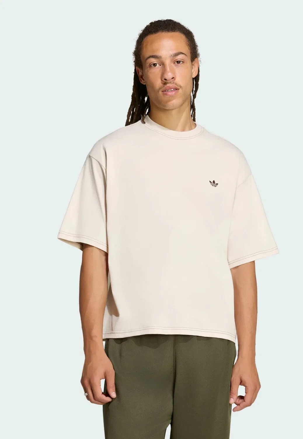 Футболка свободного кроя с контрастными вставками - базовая футболка Adidas Originals, White