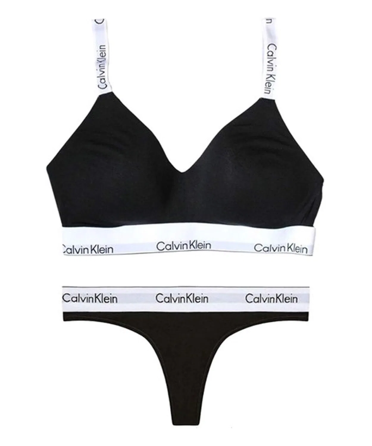 Женский комплект бюстгальтера и трусов-слипов без косточек Calvin Klein, Черный