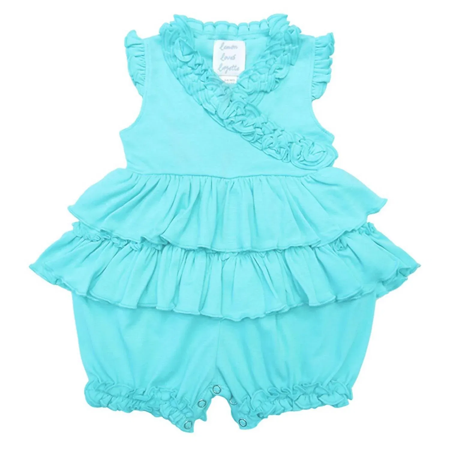 Детский боди-комбинезон для девочек с оборками Lotus Lemon Loves Layette, Blue Tint — фото 2