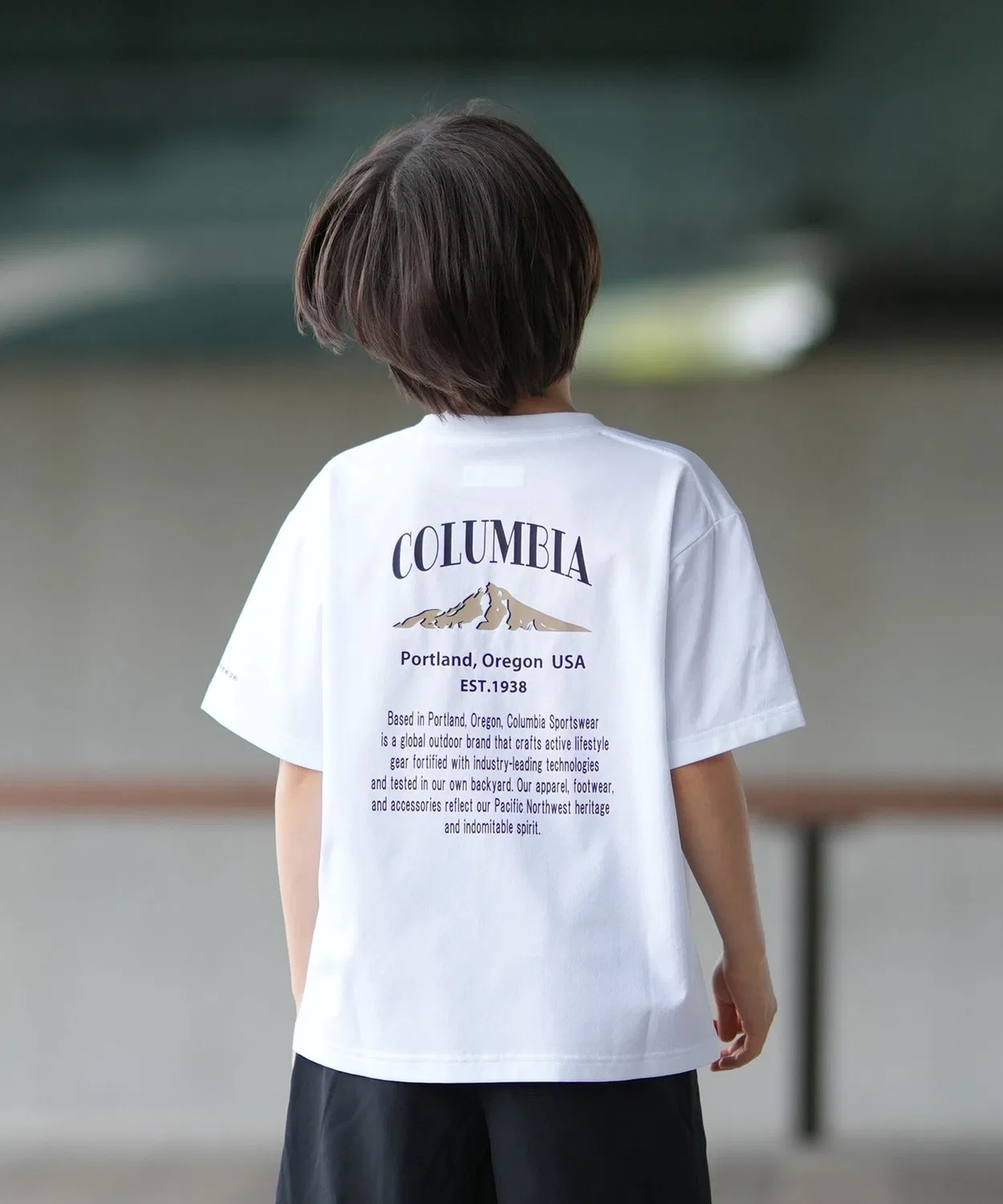 Детская футболка с коротким рукавом, с принтом Columbia, White/Black