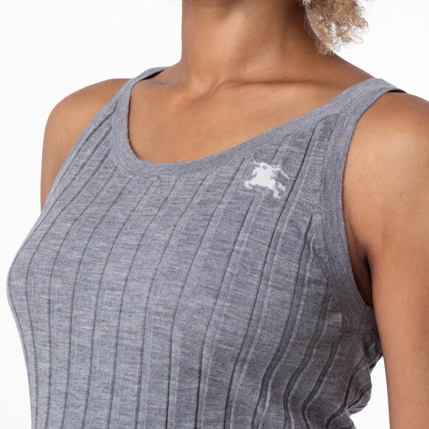 Топ без рукавов из кашемира EKD Intarsia Logo Burberry, Light Grey Melange — фото 2