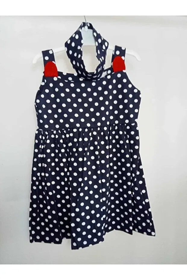 Детское платье для девочек с принтом в горошек Mor Tirtil, Navy Blue