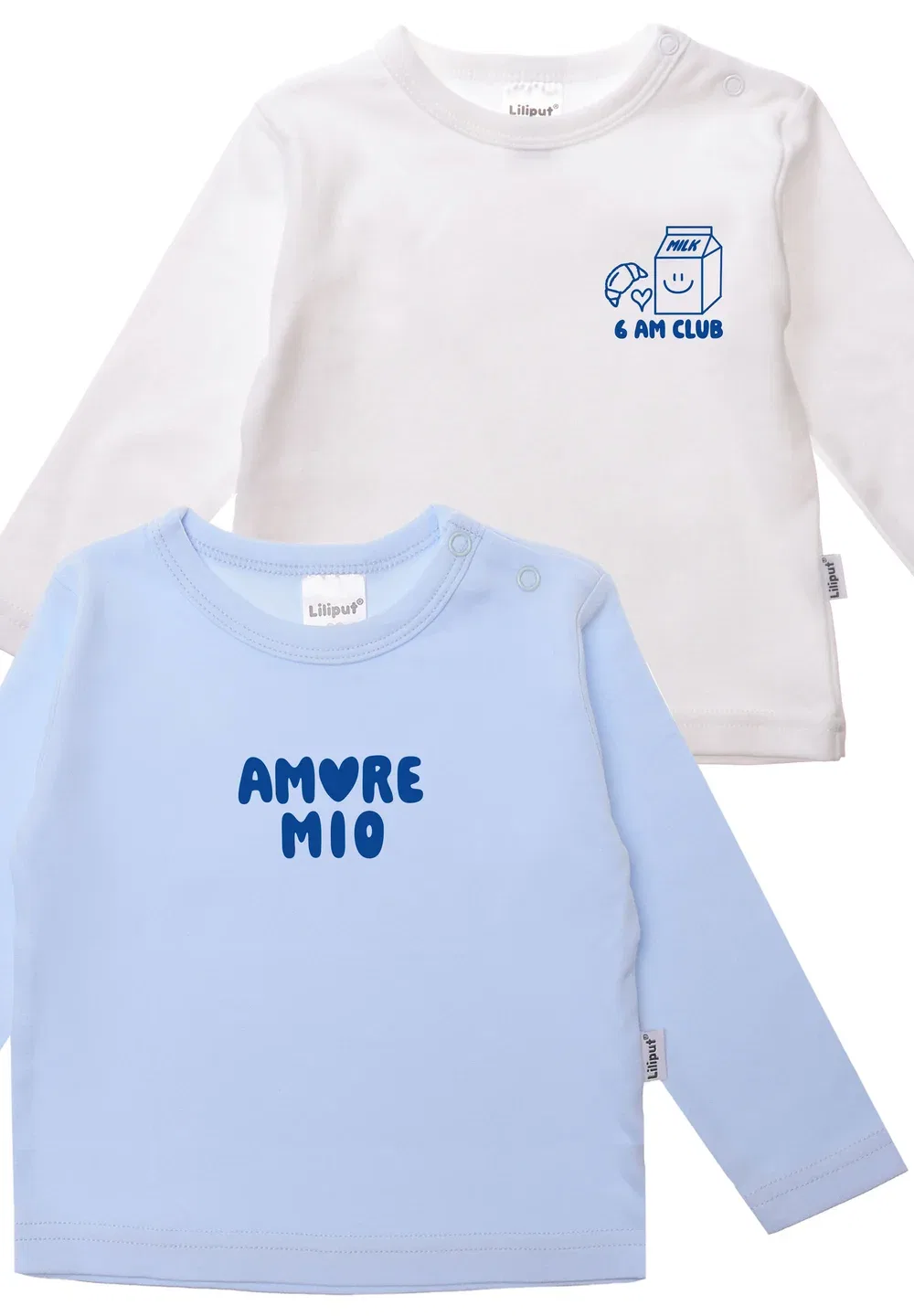 2 футболки Amore Mio с длинными рукавами Liliput, Weiß-Hellblau — фото 2