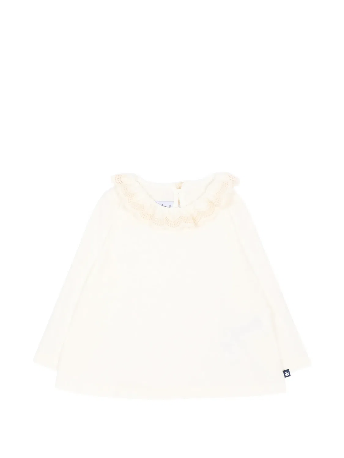 Футболка с оборками и кружевом Petit Bateau, нейтральные цвета