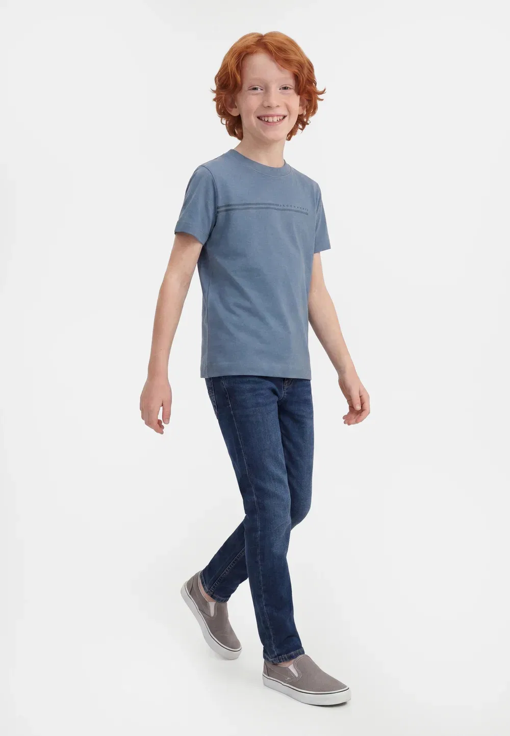 Футболка Jcofusion с открытой грудью - базовая футболка Jack & Jones Junior, Blue Mirage