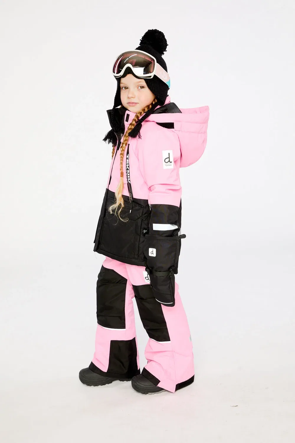 Детский зимний комбинезон из двух предметов утепленный Two Piece Teknik Snowsuit Deux par Deux, розовый — фото 4