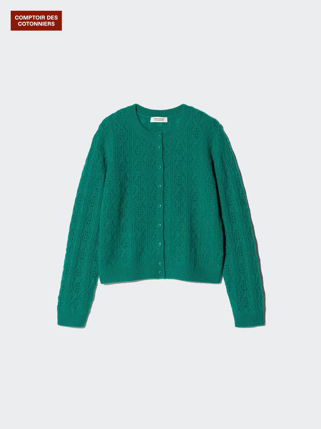 Кардиган Uniqlo Кашемировый ажурный, натуральный — фото 3