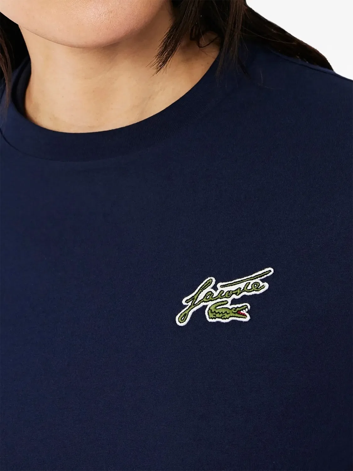 Укороченная футболка синего цвета Lacoste, синий — фото 4