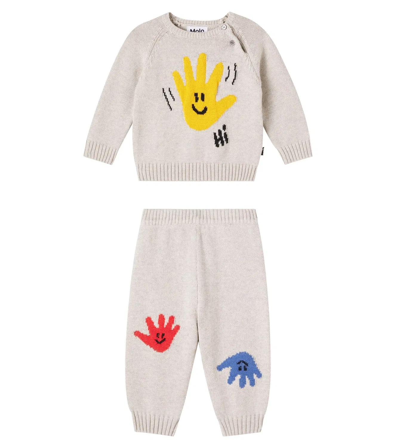Комплект джемпера и брюк из хлопка и шерсти Happy Hands Molo, серый