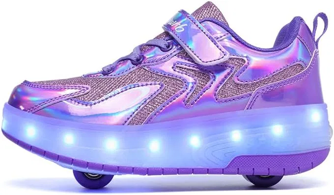 Детские кроссовки-ролики со светящимися колёсами Happy Roller, Purple