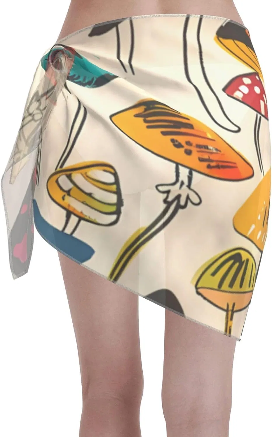 Женская пляжная накидка-саронг с принтом, Green And Navy Print, Mushroom Butt 8 — фото 2