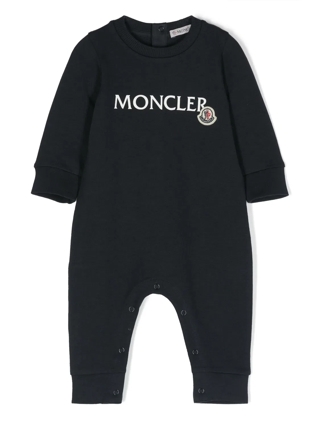 Moncler Комбинезон с принтом логотипа темно-синего цвета