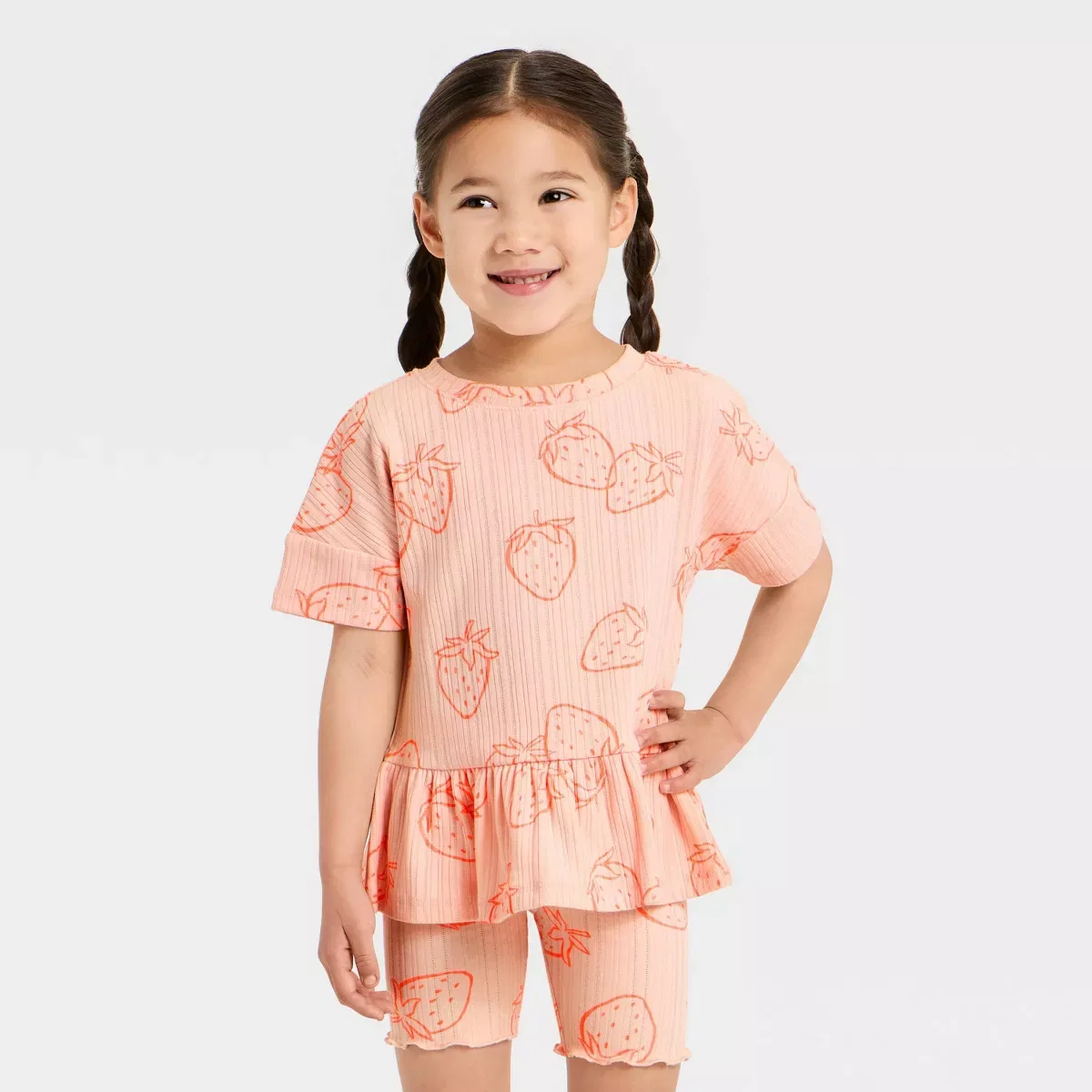 Детское платье-футболка с принтом Pointelle Peplum T-Shirt INFANT/TODDLER GIRL, Pink