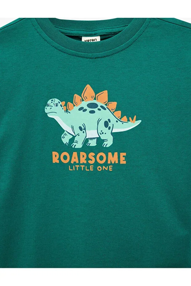 Детское для мальчиков футболка с принтом Cotton dinosaur printed baby boy t-shirt Koton, Green — фото 3