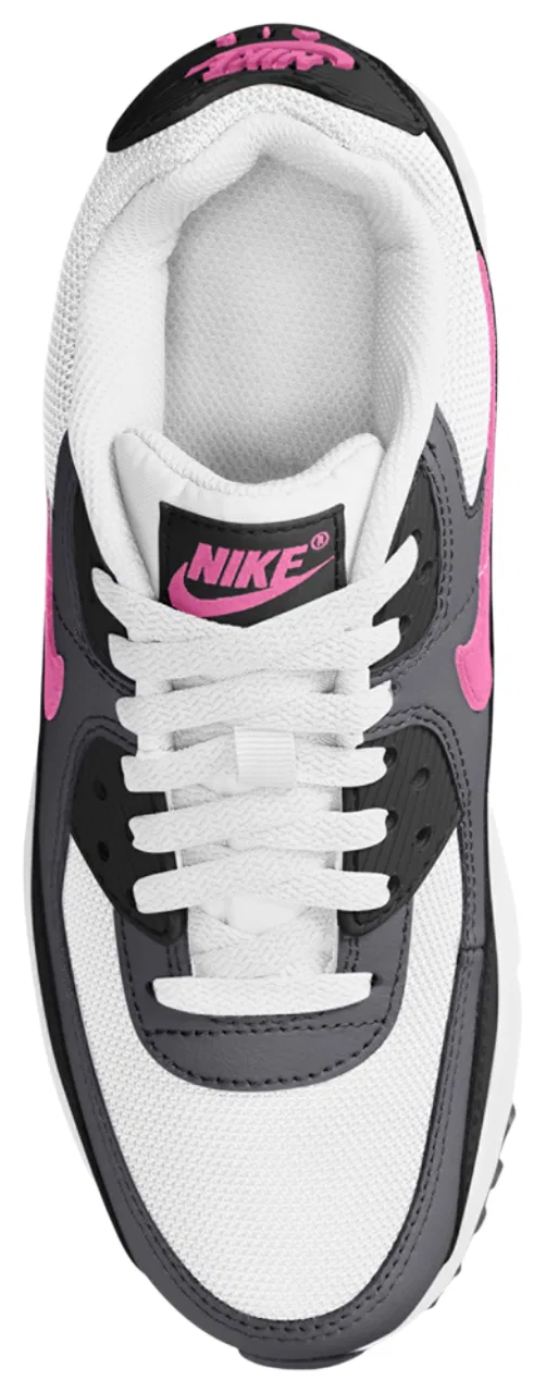 Детские кроссовки для мальчиков с кожаным верхом Nike Air Max 90 Mesh, White/Black/Playful Pink — фото 3