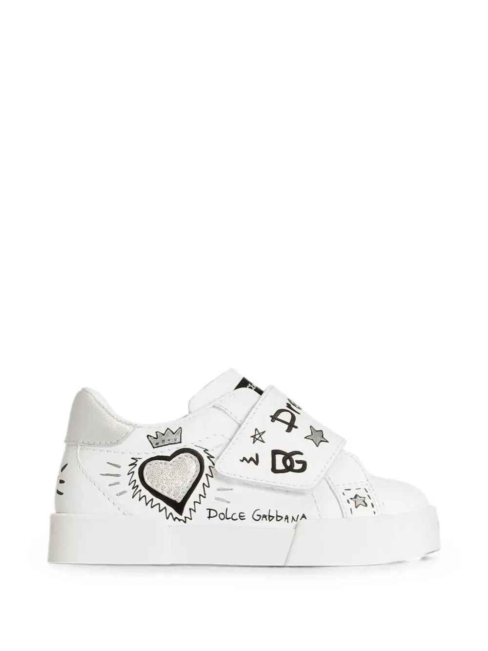 Легкие кроссовки Portofino из телячьей кожи Dolce & Gabbana Kids, белый