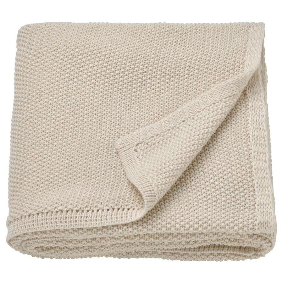 Плед Ikea Humlemott, 130x170, натуральный белый