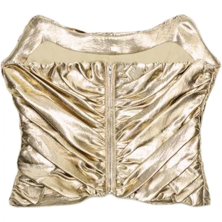 Женский топ без бретелек Gold ZARA, Gold — фото 3