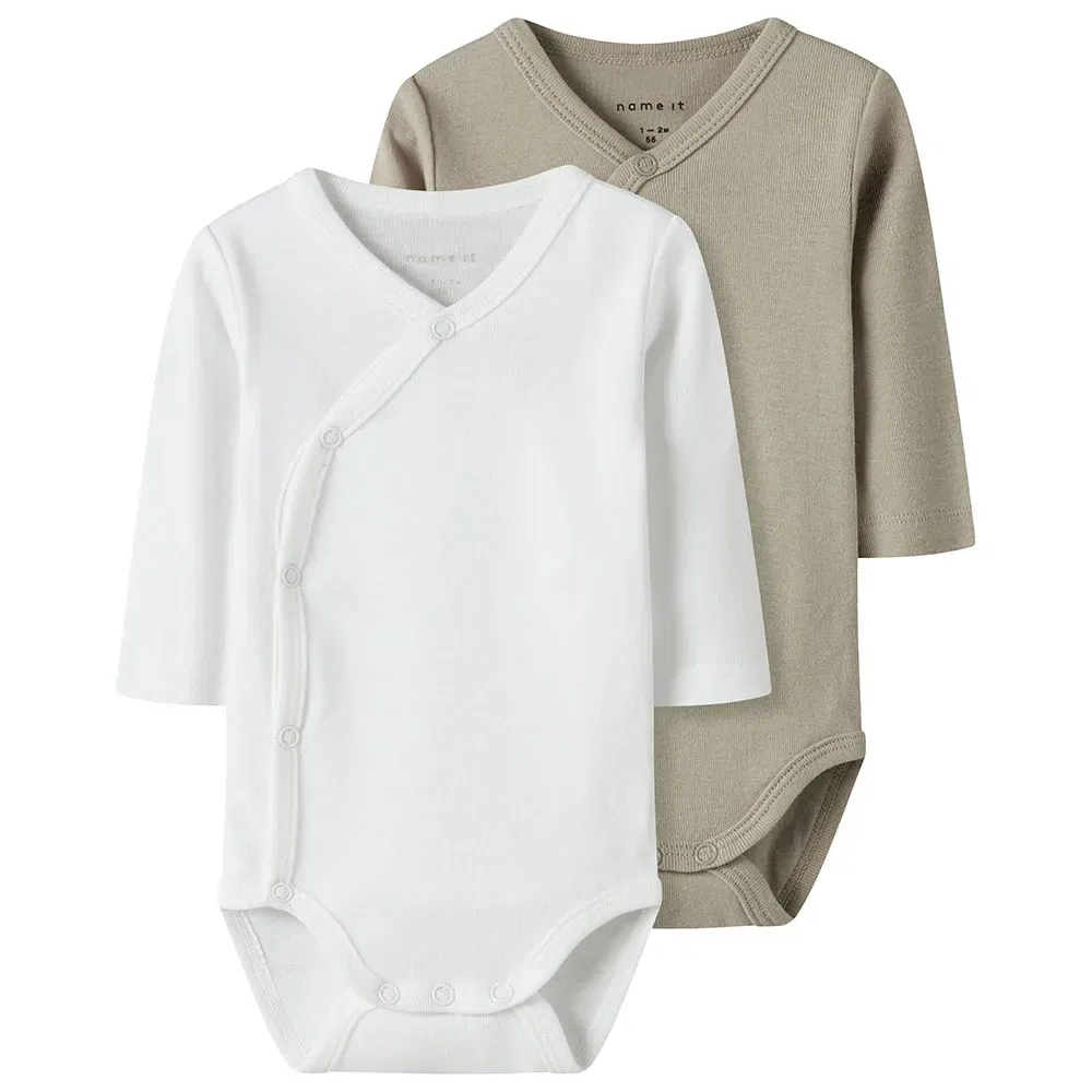 Боди с длинным рукавом Name It Wrap Solid Long Sleeve Body 2 units, бежевый