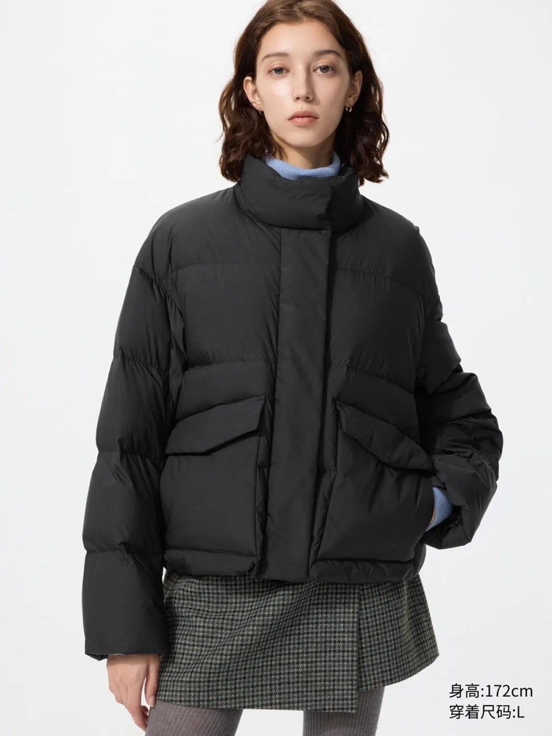 Куртка-пуховик женская из мягкой ткани Uniqlo, черный