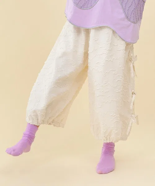 Детские объемные брюки с боковыми лентами unica, Off White