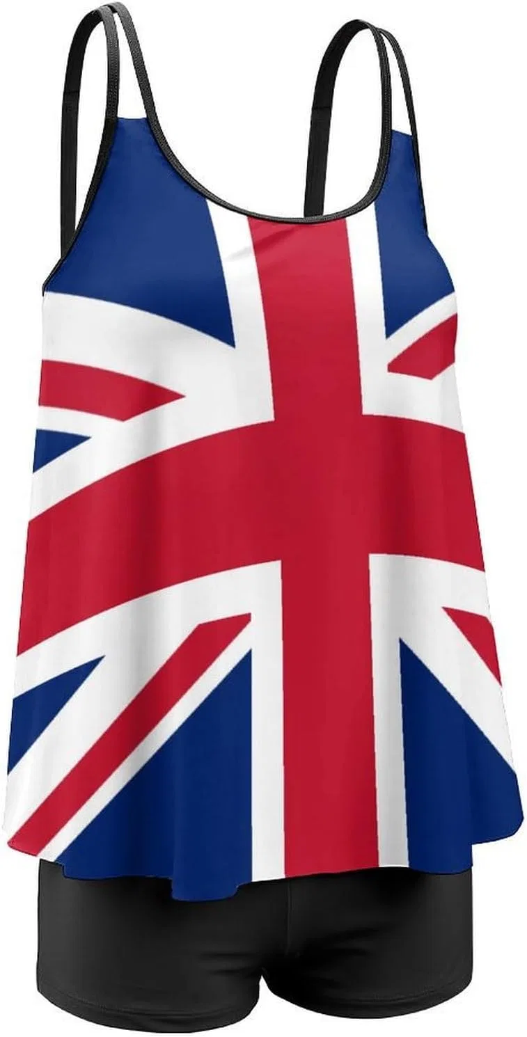 Женский танкини с высокими трусами-шортами, Union Jack British Flagstyle-28-1 — фото 3