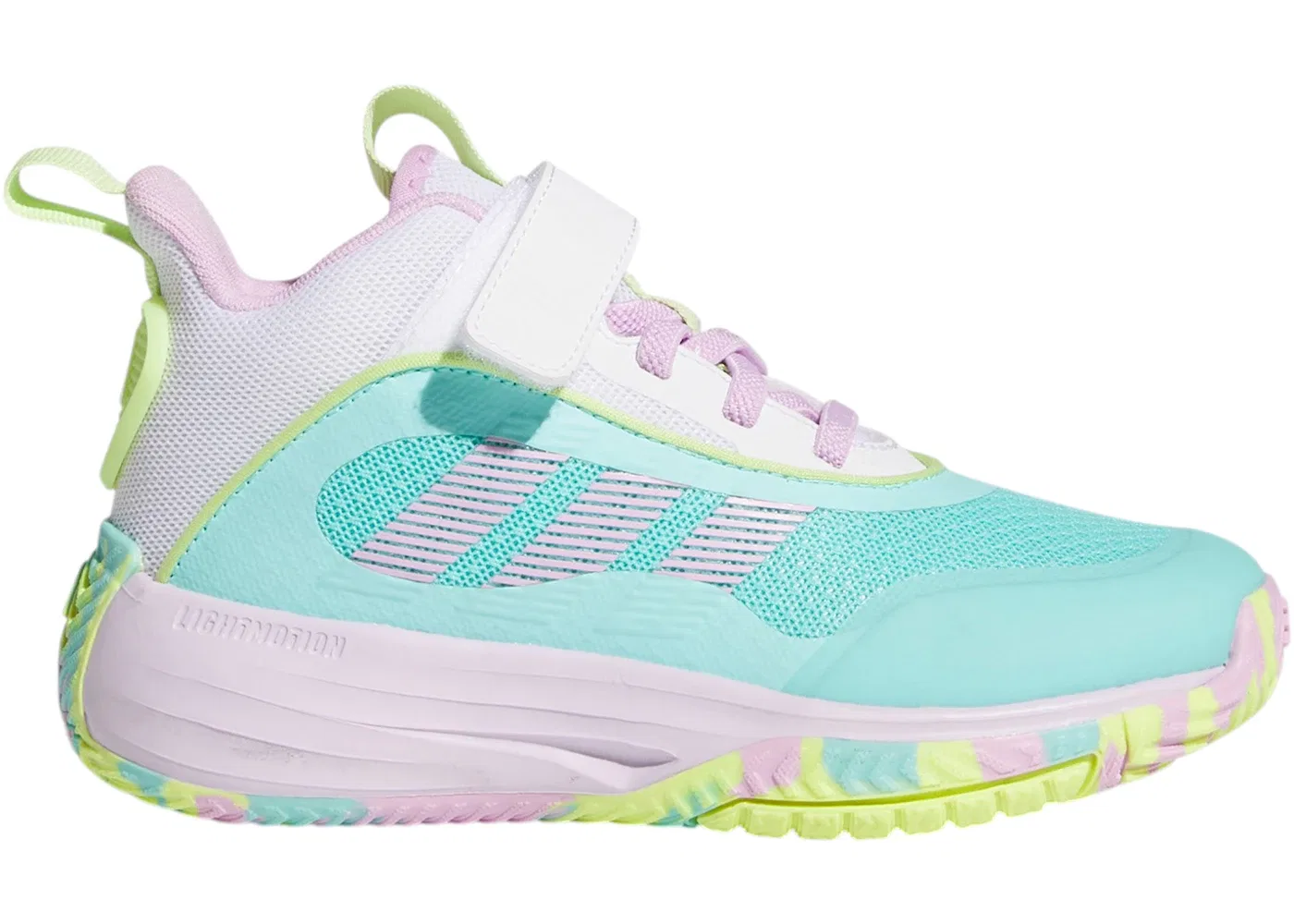 Детские кроссовки для мальчиков с шнуровкой Adidas Ownthegame 3.0, Flash Aqua/Bliss Lilac/Cloud White