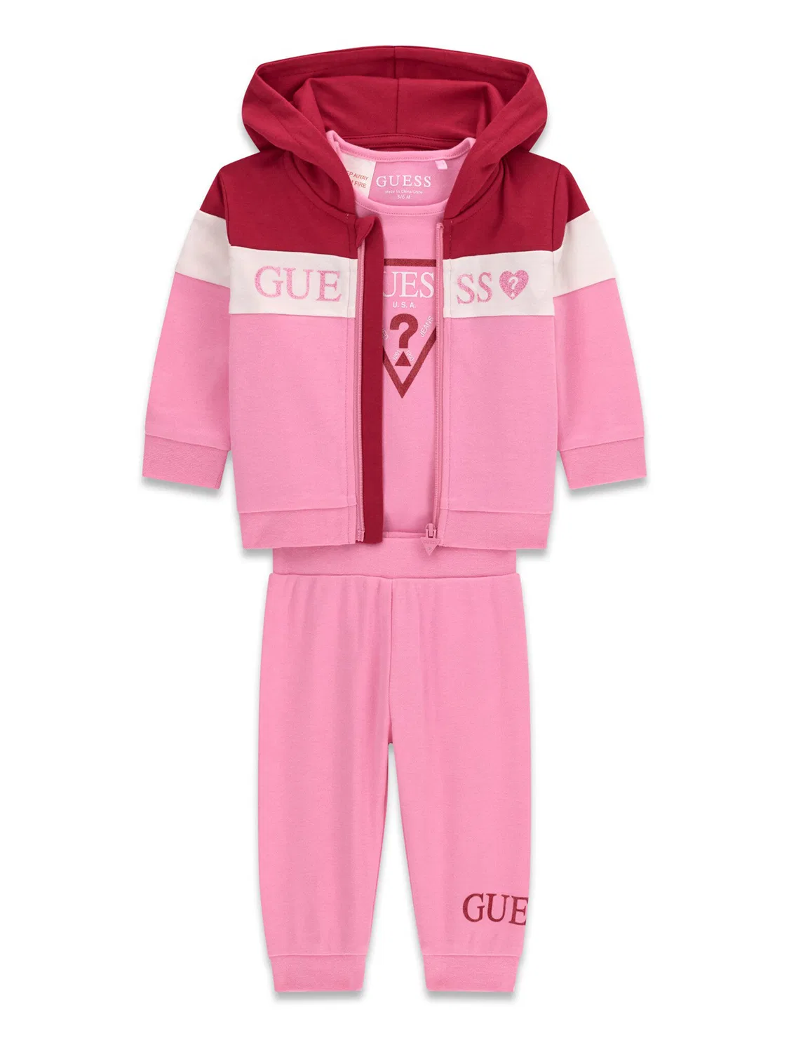 Спортивный костюм стандартного кроя для девочки Guess, светло-розовый — фото 3