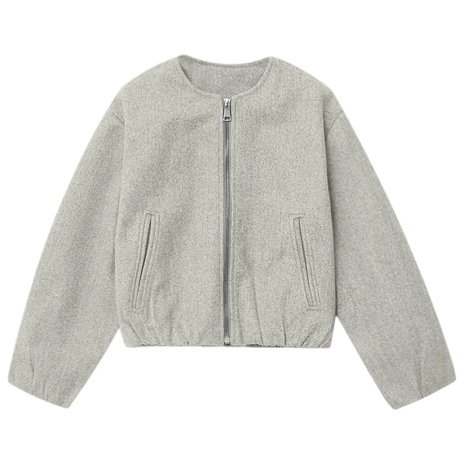 Женская куртка с вышивкой и молнией, модель Motorcycle Jacket, Light Grigio — фото 2