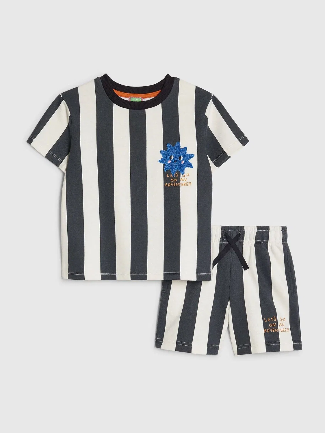 Комплект из футболки и шорт, оверсайз, полосатый River Island, синий