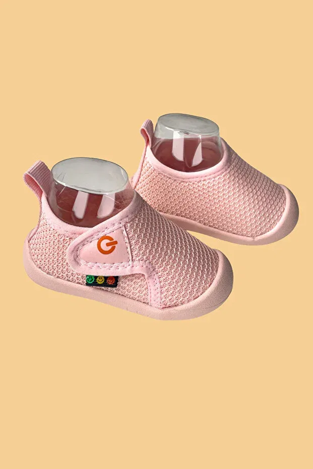Детские кроссовки для девочек с принтом Mamba kids pink barefoot non-slip flexible sole velcro first step casual shoes Mumenim, Pink — фото 4