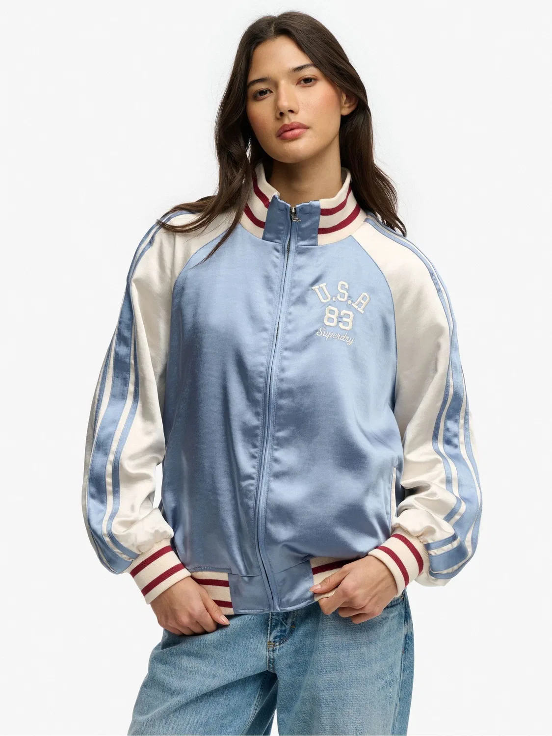 Куртка-бомбер Superdry Suika Track Jacket, синий — фото 4