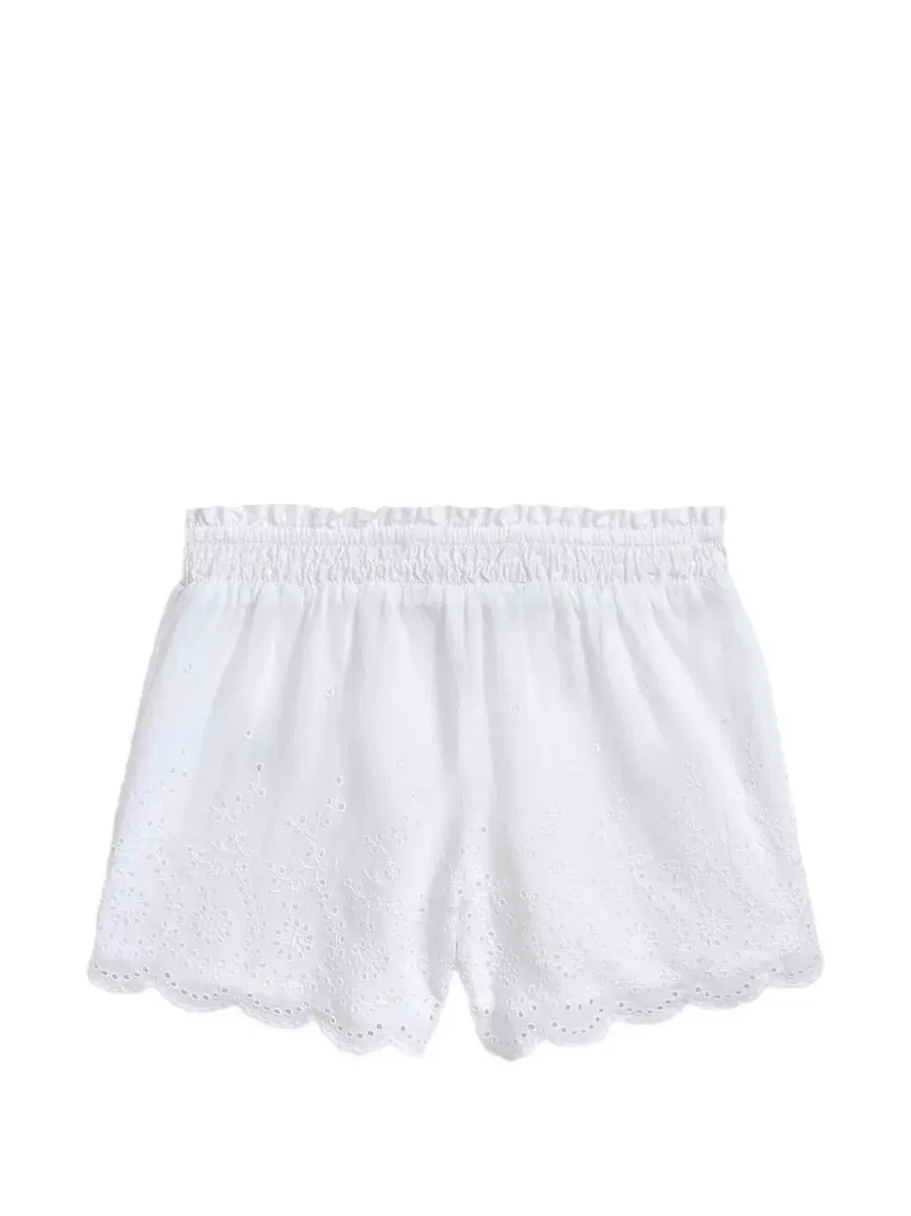 Шорты с английской вышивкой и фестонами Polo Ralph Lauren Kids, белый — фото 2