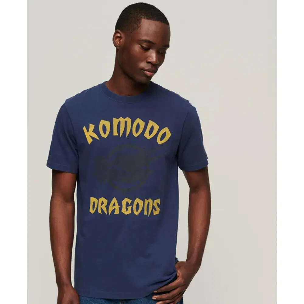 Мужская хлопковая футболка с принтом Komodo Dragon Superdry, Blau — фото 2