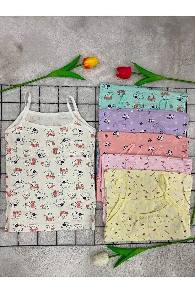 Детский комплект для девочек с принтом Ays mixed pattern 6-piece girls' athlete set 1003 Yağmur Giyim, Colored