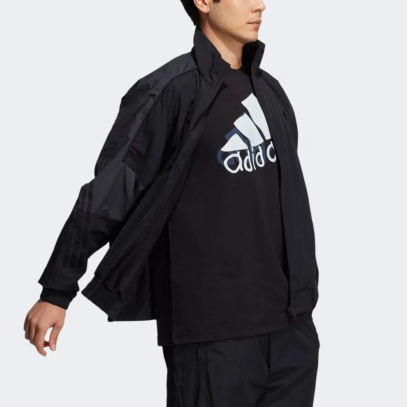Куртка с логотипом Adidas, черная — фото 4