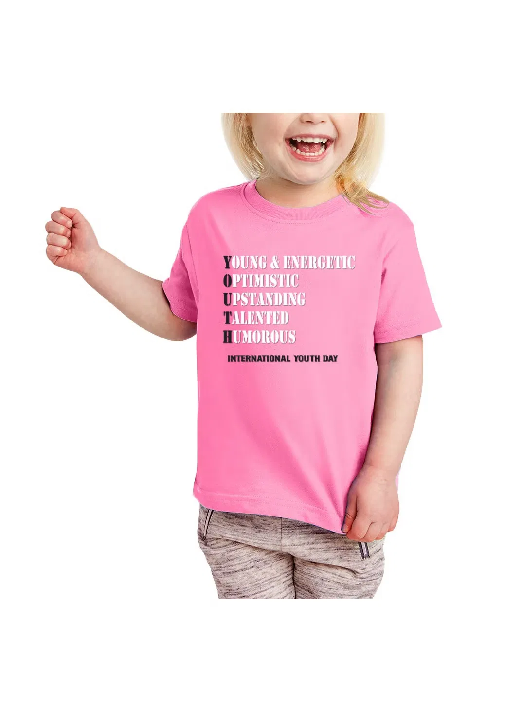 Футболка с принтом International Youth Day Printshop4Me, розовый