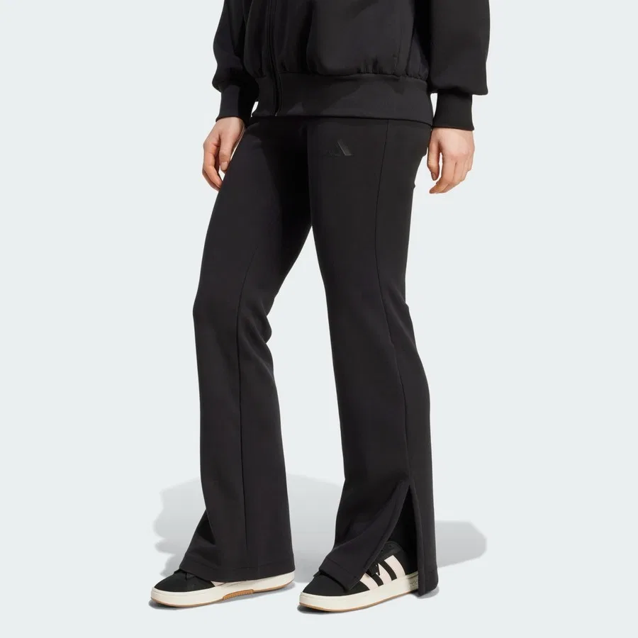 Женские спортивные брюки с флисом, модель Soft Lux Flared Pants, adidas, Черный