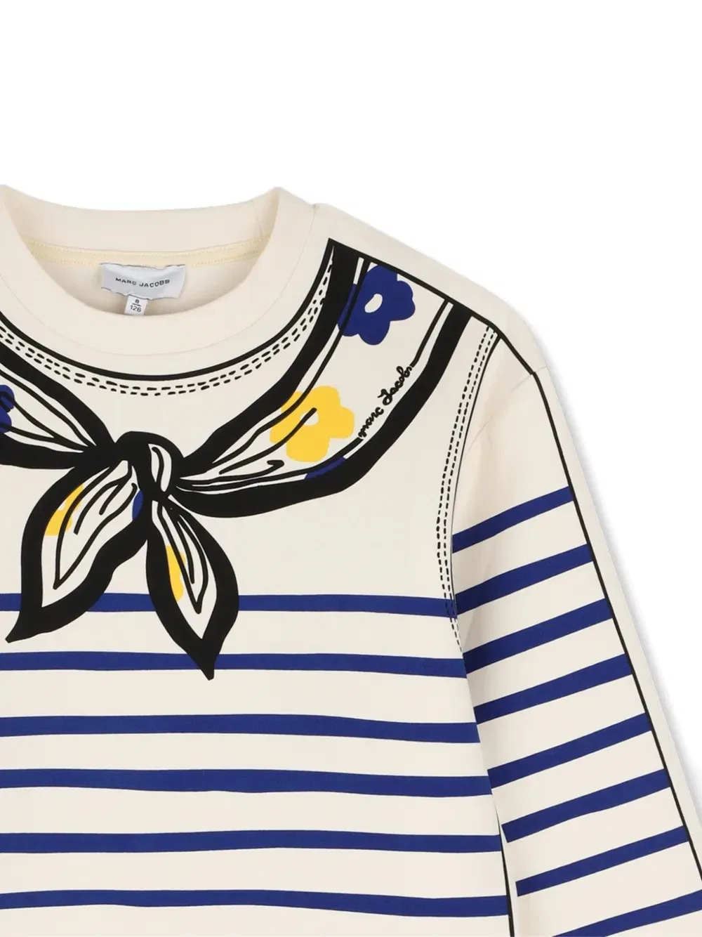 Полосатое платье с эффектом тромплей Marc Jacobs Kids, бежевый — фото 3